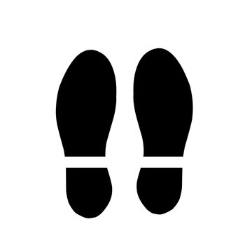 Silhouette of human footprints, vector illustration. Shoe sole mold. Foot prints, boots, sneakers. Barefoot icon effect.
