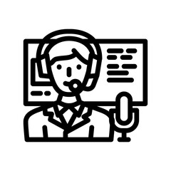 commentator news media line icon vector. commentator news media sign. isolated contour symbol black illustration