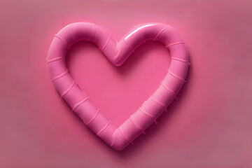 Love heart background in minimal style generative AI. Pink background.