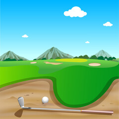 Mgolf ball in sand pit