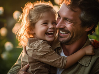 The photograph captures a heartwarming moment of a happy father actively engaging with his child. Whether they are playing, exploring, or simply spending quality time together, the Generative AI