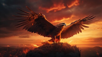 Plakat Glorious Illustration of Eagle, AI Generative