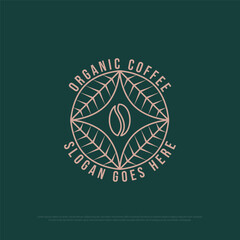 Organic Coffee logo design vector, vintage coffee shop logo illustration with outline style, best for restaurant,beverages logo brand etc
