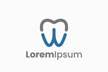 Letter MW Dental Vector Logo Premium