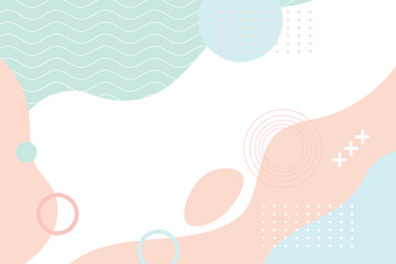 Hand drawn abstract background of various memphis shapes and elements