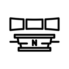 news anchor desk media line icon vector. news anchor desk media sign. isolated contour symbol black illustration