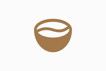 cup and coffee beans Vector Logo Premium