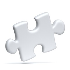 Single white jigsaw puzzle piece 3D