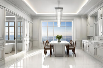 luxury white tabletop in a luxury white room