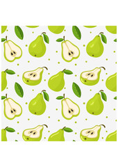 Seamless background pattern with fresh green pear