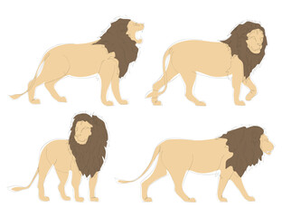 Lion line art drawing collection. One continuous line drawing of lion vector illustration set. Safari zoo concept icon set. Lion modern minimalist icon pack. Lion logo symbol. Vector illustration