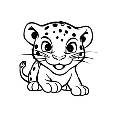 Cute leopard, cheetah, isolated on white background. Vector illustration.