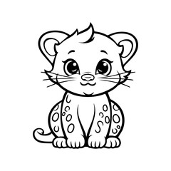 Cute leopard, cheetah, isolated on white background. Vector illustration.