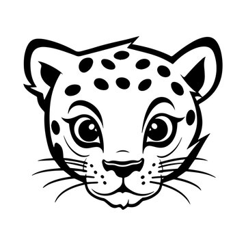 Cute leopard, cheetah, isolated on white background. Vector illustration.