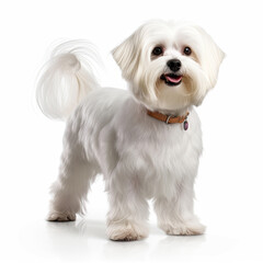 maltese dog isolated on a white background, ai generative