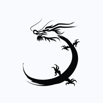 A dragon Chinese ink art vector design typically incorporates traditional Chinese ink painting techniques to depict a dragon.  eps 10