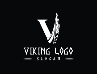 Letter V Monogram Viking logo.