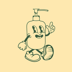 Vintage character design of a pump bottle