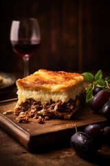 Premium greek moussaka on a plate