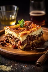 Premium greek moussaka on a plate
