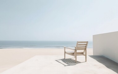 Fototapeta na wymiar Minimalist Beach Serenity. Generative AI