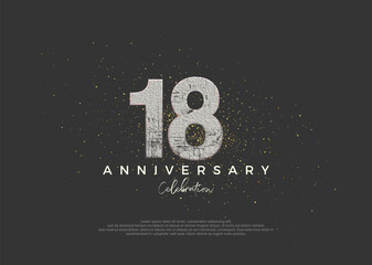 Rustic number for 18th anniversary celebration. premium vector design. Premium vector for poster, banner, celebration greeting.