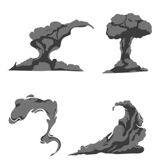 Cartoon smoke clouds set isolated on white background