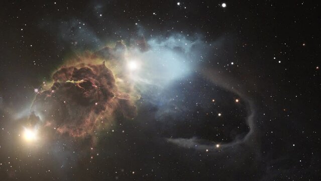 expanding nebula as well as stars in cosmic space