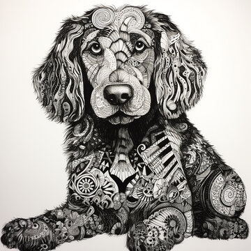 Zentangle Dog. Generative AI.
A digital illustration of a dog in the zentangle style. 