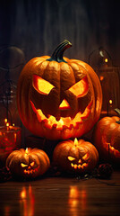 Halloween design with pumpkins. Horrible symbol of Halloween. ai generative