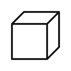 Isometric pictogram of cube. Isolated geometric shape on white background.