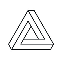 Impossible 3D Penrose triangle. Isolated on white background.