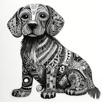Zentangle dog pen art style