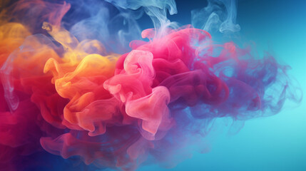 Explosion of multicolored colors. Colored powder explosion. Abstract closeup dust. AI Generative.