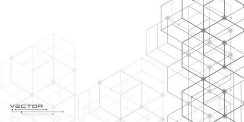 Fototapeta premium Technological white background .Isometric squares.Geometric lines.Abstract tech.Vector illustration.