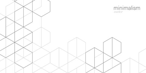 Abstract white background from cubes and lines.Drawing of geometric hexagons and squares.Vector illustration.