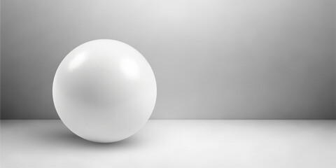White ball.Realistic ball in the studio room.Vector illustration