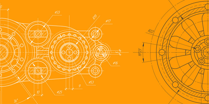 Technical drawing .Mechanical Engineering background .Technology banner.Vector illustration .