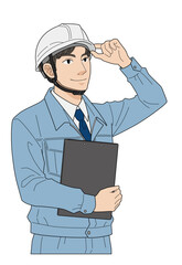 建設会社で働く若手の現場監督