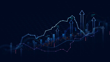 Naklejka premium Digital data financial investment and trading graph chart.