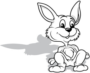 Drawing of a Cute Bunny Sitting on the Ground