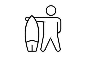 Fototapeta premium Surfing icon. surfer sign. icon related to water sport, summer. Line icon style design. Simple vector design editable