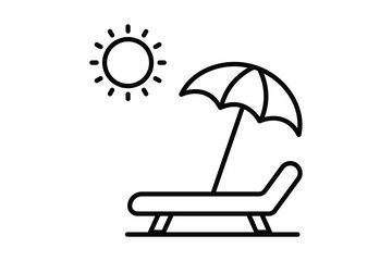 Sunbed icon. icon related to sea, summer. Contains icons beach, sun, chair, relaxation. Line icon style design. Simple vector design editable