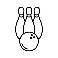 Bowling And Pin Outline Icon Vector Illustration