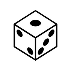Isometric Square Dice Outline Icon Vector Illustration