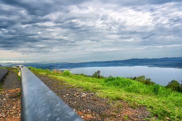 View with meadow  beautiful forests and lakes.