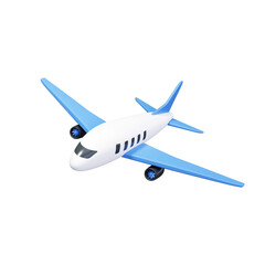 Airplane 3d illustration. Flying plane in cartoon style.