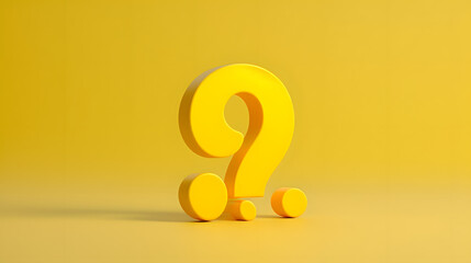 White questions mark illustration inside of yellow speech bubble on yellow background for FAQ and question and answer time
