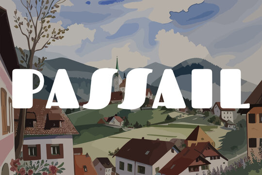 Passail: Beautiful painting of an Austrian village with the name Passail in Steiermark