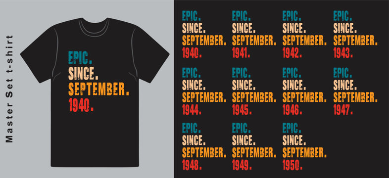 Epic Since November 1940-1950 vector design vintage letters retro colors. Cool T-shirt gift.